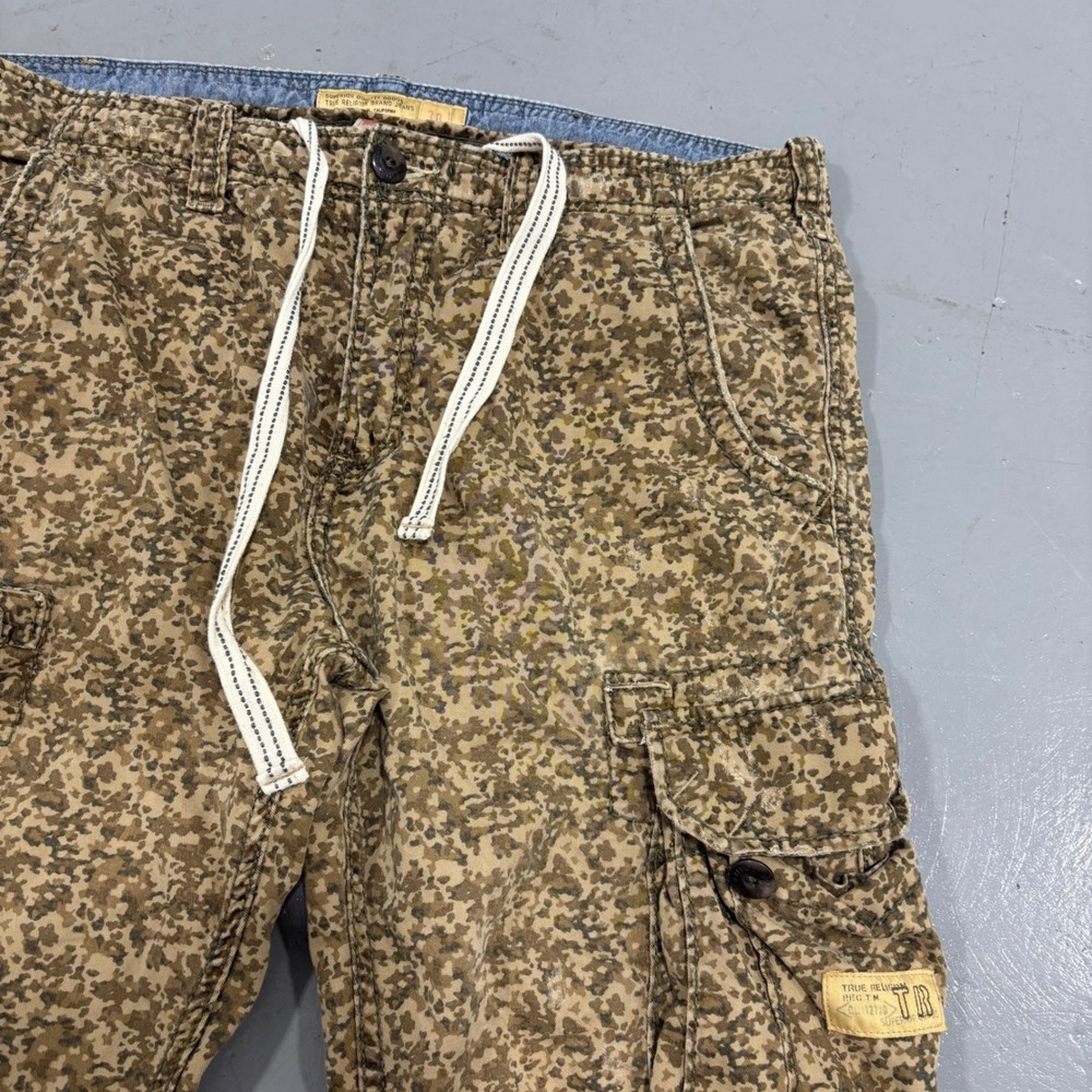 True Religion Mens 38 Camo Cargo Pants Desert Digital Camouflage Drawstring